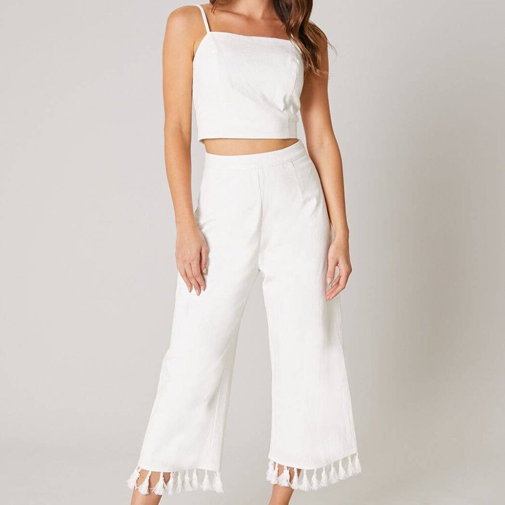 Sugarlips Lined Tassel Trim Lined Cropped Pants